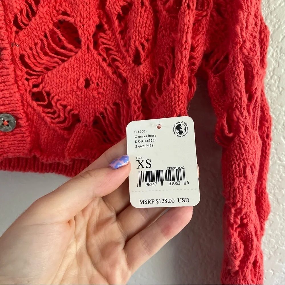 Free People Crochet Cropped Cardigan